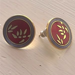 LB maroon/lavender disc earrings